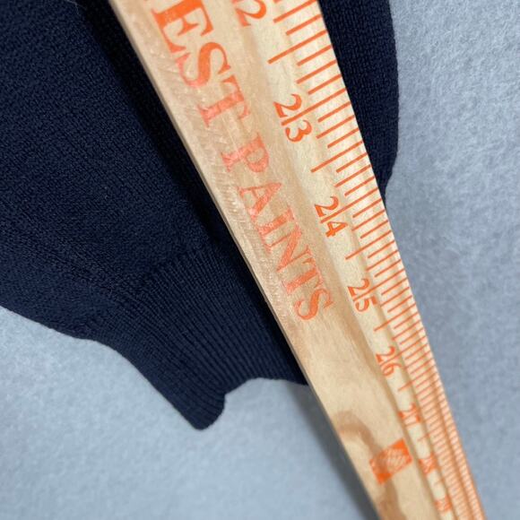 Brooks Brothers Wool Blend Sweater Mens Large Navy Blue V-neck Preppy *flaw - Picture 6 of 8